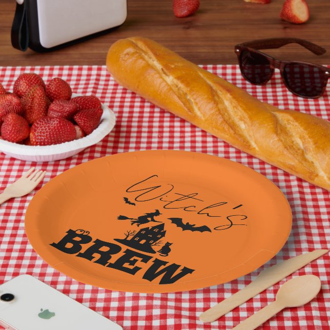 Assiettes En Carton Éffrayant Hauné Maison & Sorcière Silhouette | (Pique-nique)