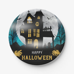 Assiettes En Carton Éffrayant Haunted House Halloween Parti