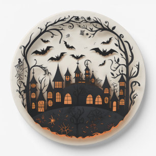 Assiettes En Carton Éffrayant Mansion Plaques en papier Halloween