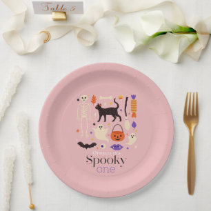 Assiettes En Carton Éffrayant Un Halloween Motifs Rose 1er Anniversair
