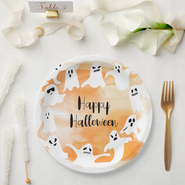 Assiettes En Carton Éffrayant un premier anniversaire d'Halloween (Mariage)