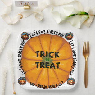 Assiettes En Carton Éffrayante araignée sorcière halloween thème Accen