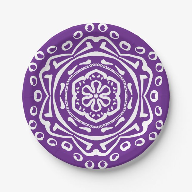 Assiettes En Carton Eggplant Mandala (Devant)