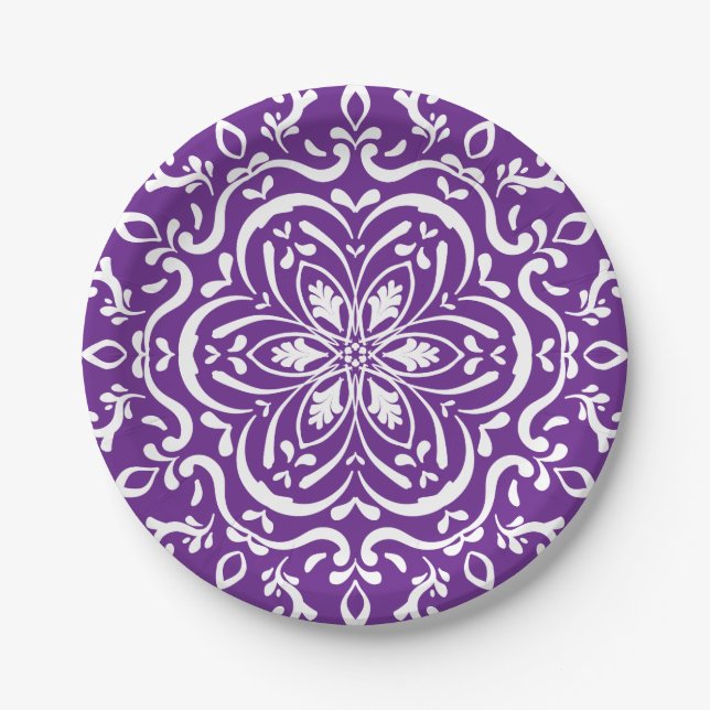 Assiettes En Carton Eggplant Mandala (Devant)