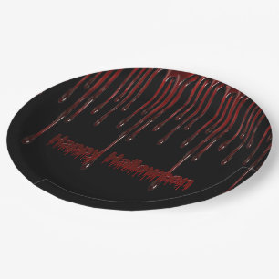 Assiettes En Carton Égouttements heureux de sang de Halloween