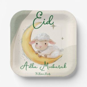 Assiettes En Carton Eid Al Adha Vert Poussiéreux Dîner Mignon Mouton 