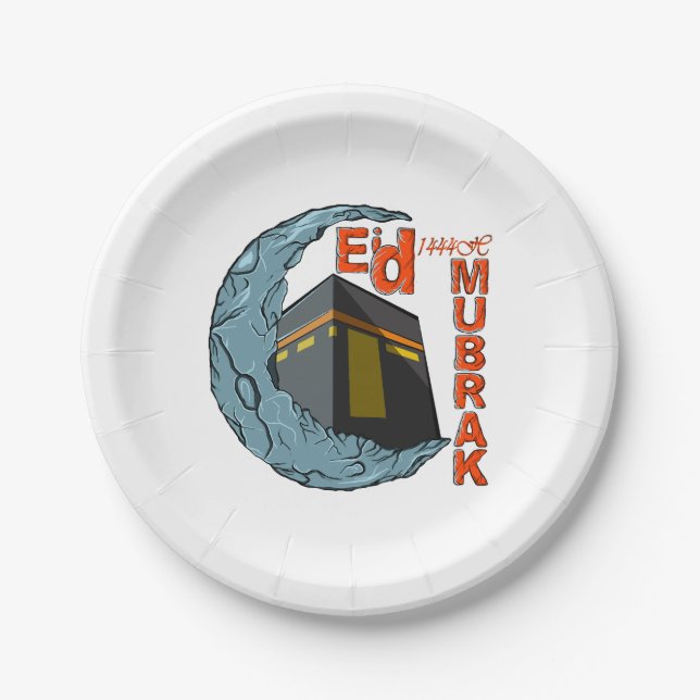 Assiettes En Carton Eid moubarak (Devant)