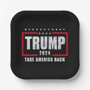Assiettes En Carton Élection Donald Trump 2024 Reprenez l'Amérique