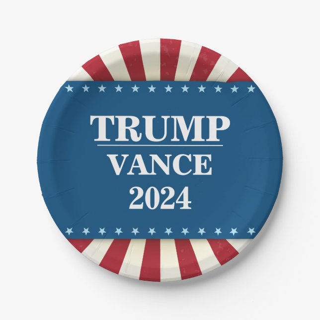 Assiettes En Carton Élection présidentielle 2024 Trump Vance (Devant)