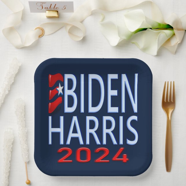Assiettes En Carton Élection présidentielle de Biden Harris 2024 (Mariage)