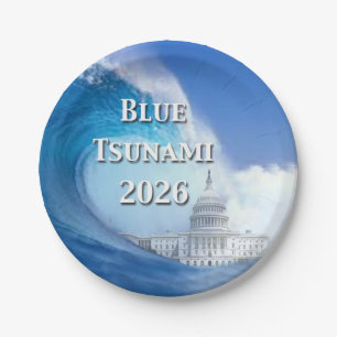 Assiettes En Carton Élection Raz-de-Marée Bleu 2026