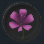 Assiettes En Carton Electric Purple Glossy Bloom Moody Dark Botanical<br><div class="desc">Illuminate your style with this electric purple glossy bloom. Featuring a vibrant magenta palette and high-shine digital finish, this floral illustration stands out with sharp, clean lines and a moody black background. Perfect for fans of modern botanical art, vaporwave aesthetics, and dark garden decor. This striking violet blossom is designed...</div>