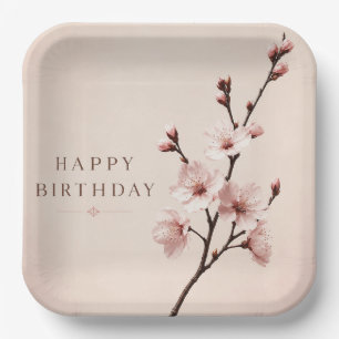 Assiettes En Carton Élégance de la Fête d'Anniversaire sous les Fleurs