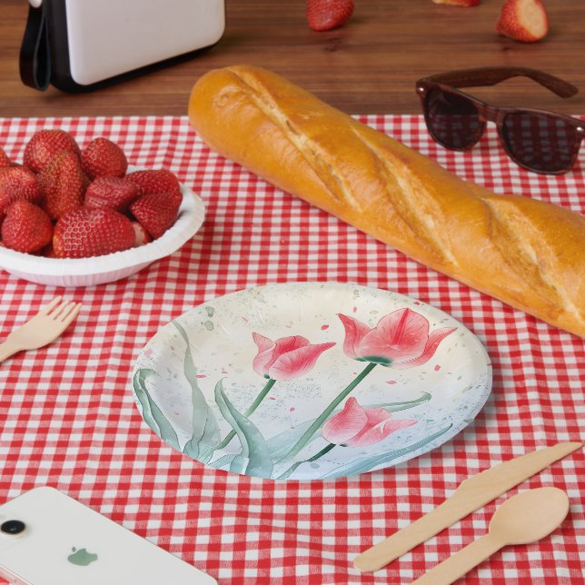 Assiettes En Carton Élégance floue de la Tulipe (Pique-nique)