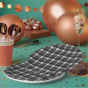 Assiettes En Carton Élégance intemporelle : Tartan classique noir et b