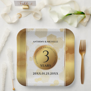 Assiettes En Carton Élégant 3ème anniversaire de Mariage en cuir