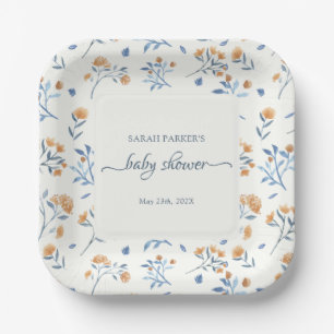 Assiettes En Carton Elégant Baby shower Boho Fleur sauvage