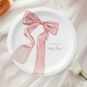 Assiettes En Carton Élégant Baby shower coquette de la cou rose