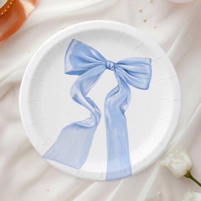 Assiettes En Carton Elégant Baby shower de coquette de la cou bleue (Créateur téléchargé)