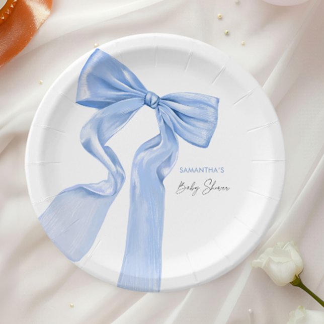 Assiettes En Carton Elégant Baby shower de coquette de la cou bleue (Créateur téléchargé)