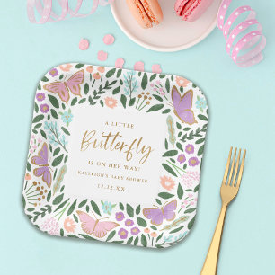 Assiettes En Carton Elégant Baby shower de jardin aux papillons