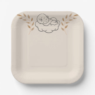 Assiettes En Carton Elegant Baby Shower Invitation Modern Boho style