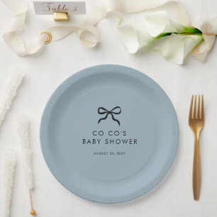 Assiettes En Carton Élégant Baby shower minimal Bow Boy