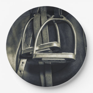 Assiettes En Carton Élégant bâton d'argent sur selle d'équitation angl