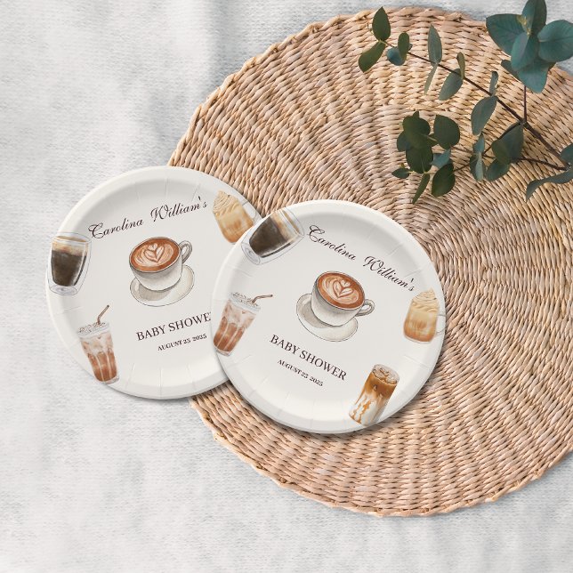 Assiettes En Carton Élégant bébé brasse le baby shower de café (Créateur téléchargé)