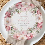 Assiettes En Carton Élégant Bébé Floral Rose En Fleur Baby shower Fill<br><div class="desc">Pink Baby In Bloom Girl Papier Plaque Baby shower dispose de belles fleurs roses et de verdure ainsi que de calligraphie moderne.</div>