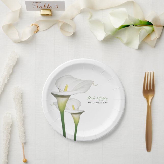 Assiettes En Carton Elégant blanc Calla Lilies Mariage (Mariage)