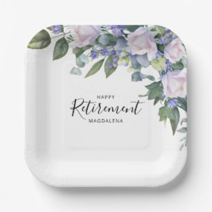 Assiettes En Carton Élégant Bleu Blanc Floral Parti de retraite person