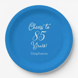 Assiettes En Carton Elégant bleu Cheers à 85 Ans 85ème Anniversaire