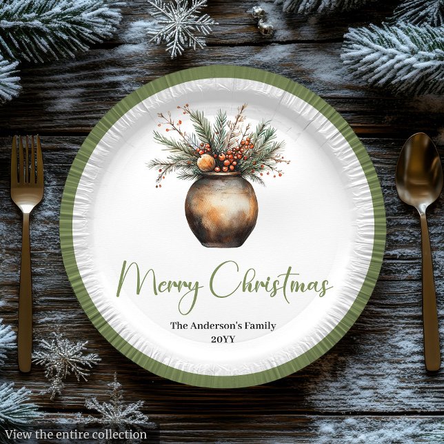 Assiettes En Carton Elegant Bohemian Christmas Wreath in Earthy Plate (Elegant Bohemian Christmas Wreath in Earthy Plate

)