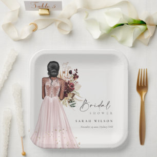 Assiettes En Carton Elegant Boho Blush Mariage Gown Fête des mariées