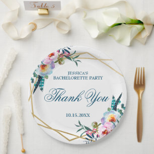 Assiettes En Carton Élégant Boho Floral Bachelorette Party