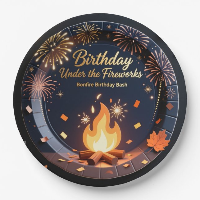 Assiettes En Carton Elegant Bonfire Night Birthday Party Paper Plates (Devant)