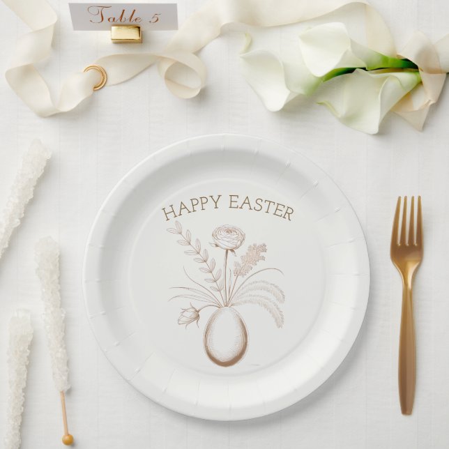 Assiettes En Carton Elegant Botanical Easter Brunch Paper Plates (Mariage)