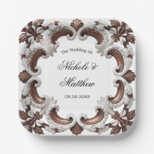 Assiettes En Carton Élégant cadre Mariage baroque