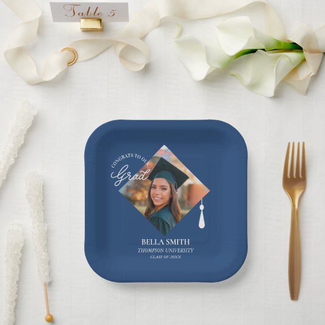 Assiettes En Carton Elegant Cap Topper Custom Graduate Photo Keepsake  (Mariage)