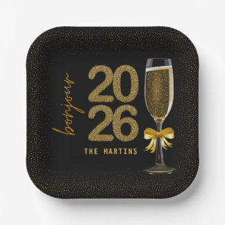 Assiettes En Carton Elegant Champagne New Year's Eve
