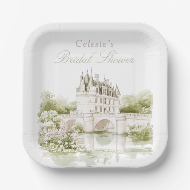Assiettes En Carton Elegant Chateau French Romance Bridal Shower  (Recto)