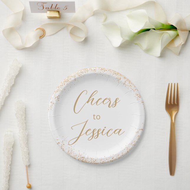 Assiettes En Carton Elegant Cheers Script Glitter Birthday Party  (Mariage)