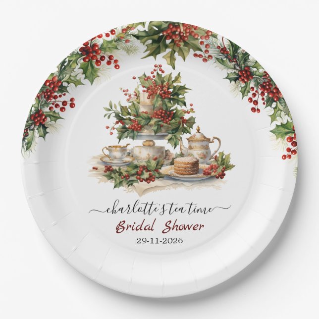 Assiettes En Carton Elegant Christmas Bridal Shower Tea Time Party (Devant)