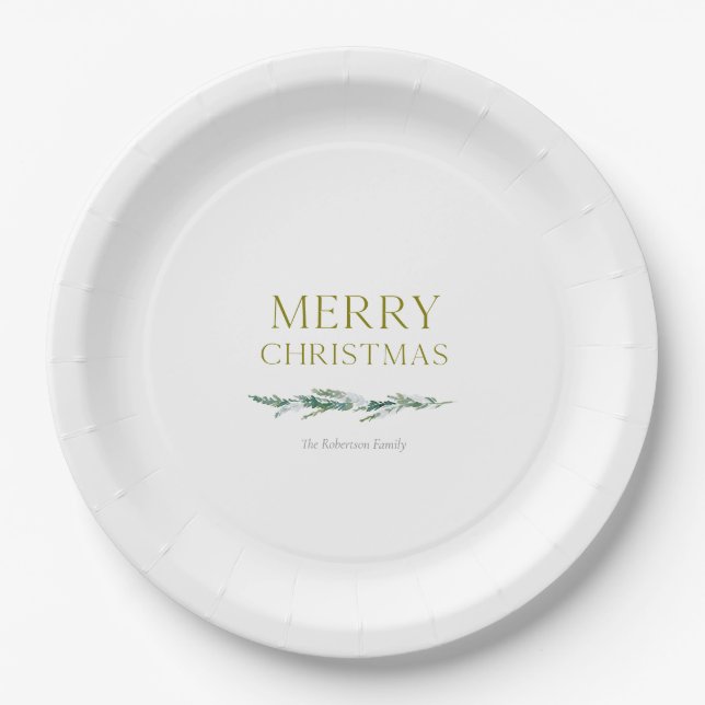 Assiettes En Carton Elegant Christmas Evergreen Personalized  (Devant)