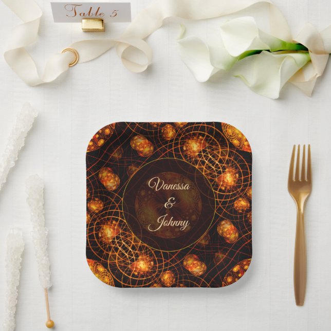 Assiettes En Carton Elegant Classic Boho Modern Gold #901 Wedding (Mariage)