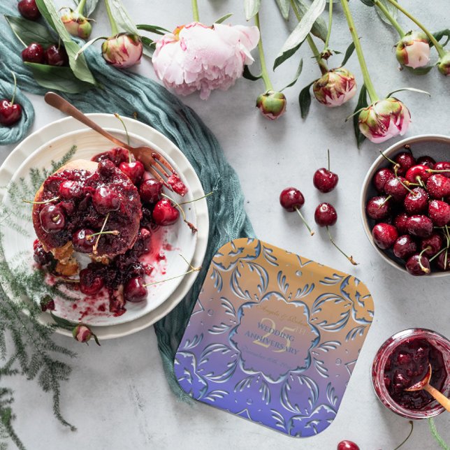 Assiettes En Carton Élégant Classic Fancy 25e anniversaire de Mariage (Créateur téléchargé)