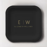 Assiettes En Carton Élégant classique minimaliste moderne Noir Or<br><div class="desc">Faites-vous plaisir avec notre plaque de Monogramme minimaliste classique et élégant. Conçu avec soin, ce plateau allie élégance intemporelle et minimalisme contemporain, ajoutant une touche d'élégance raffinée à vos tables. Réalisée avec précision et attention au détail, cette assiette est plus qu'une simple vaisselle, c'est une déclaration personnalisée de goût raffiné...</div>