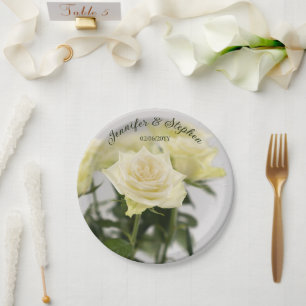 Assiettes En Carton Élégant classique Rose Mariage
