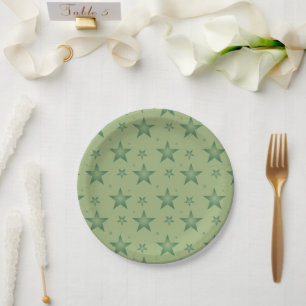 Assiettes En Carton Élégant et élégant Olive Stars sur Sage Green